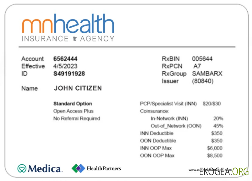 Carte d'assurance maladie du Minnesota